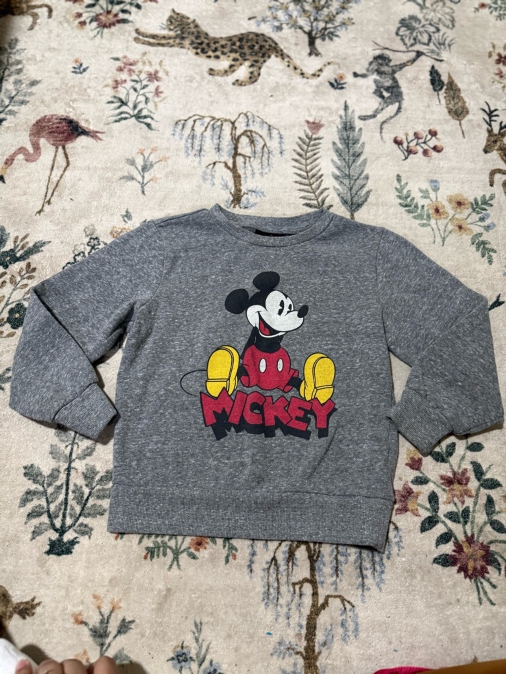 Disney Gray Mickey Mouse Sweatshirt with Red and Yellow Graphic